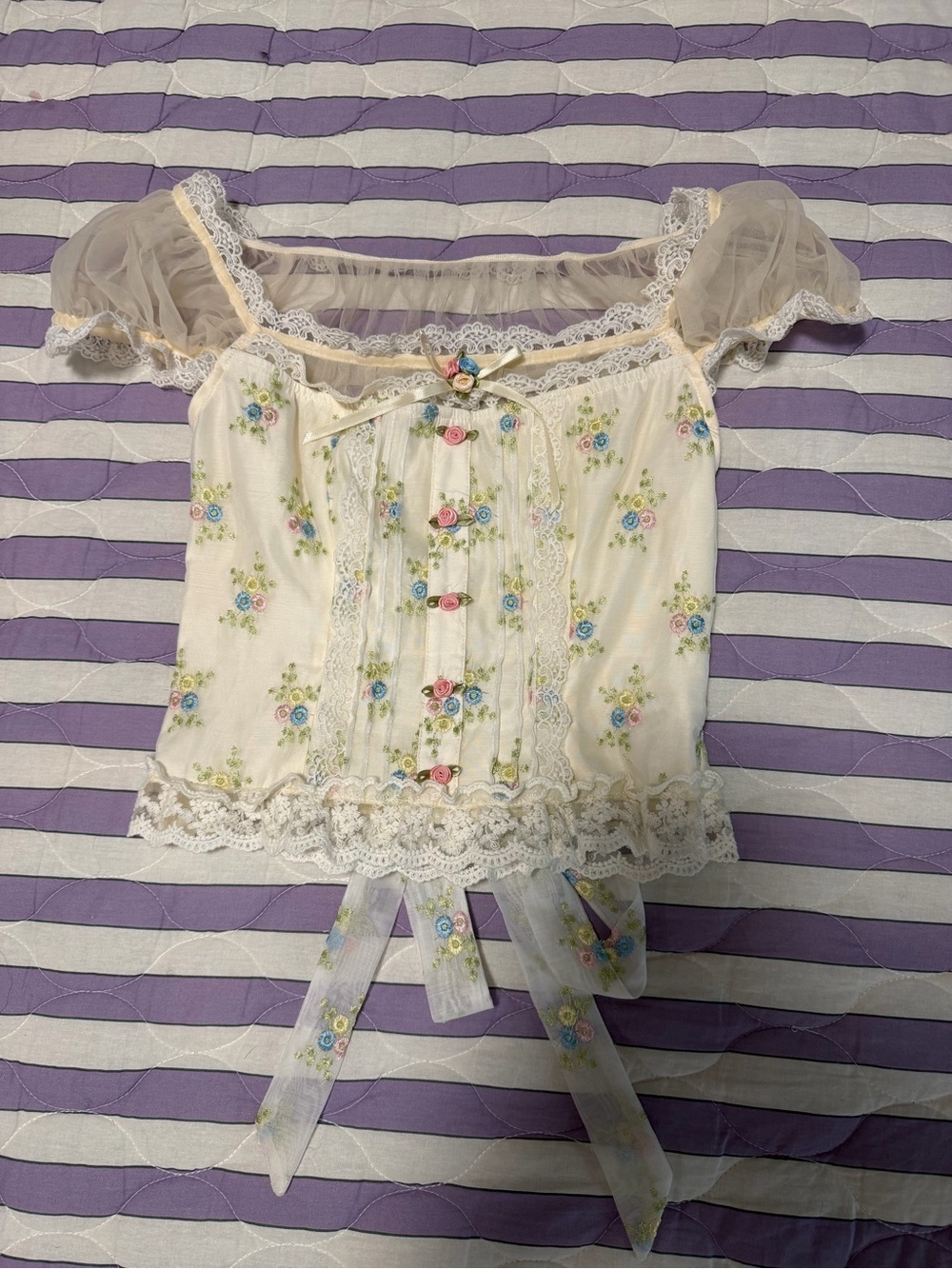 Lacemade Floral Coquette Lace Tops Bundle XS – 2 Tops - Picture 6 of 11
